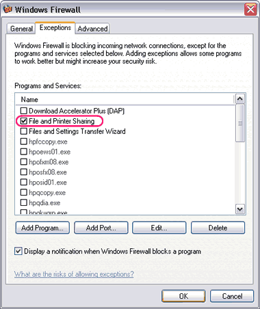 Configuring Windows Firewall to allow file and printer sharing in a home network