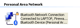 Bluetooth Network Connection under Personal Area Network on the Desktop