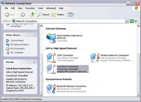 Windows XP : Network Connections - Local Area Connection Details on the ICS client shows client IP address 192.160.0.213 with subnet mask 255.255.255.0. Internet Gateway icon represents the ICS host.