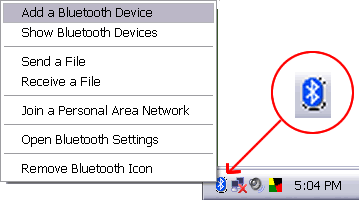 Bluetooth taskbar icon in Windows XP (SP2)