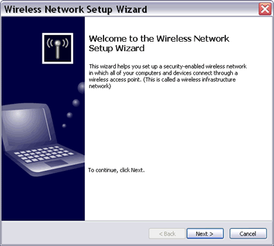 Wireless Network Setup Wizard in Windows XP (SP2)
