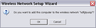confirmation to add a computer to an existing wireless network