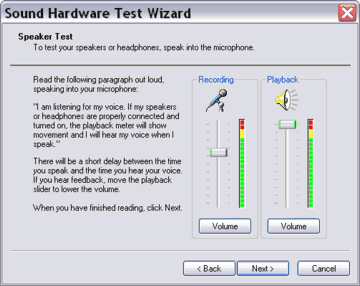 Sound Hardware Test Wizard - Speaker Test