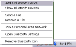 Add a Bluetooth device from Bluetooth taskbar icon