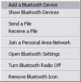 Add a Bluetooth Device from Bluetooth taskbar icon