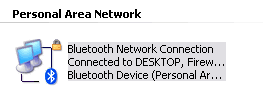 Bluetooth Network Connection under Personal Area Network on the Laptop