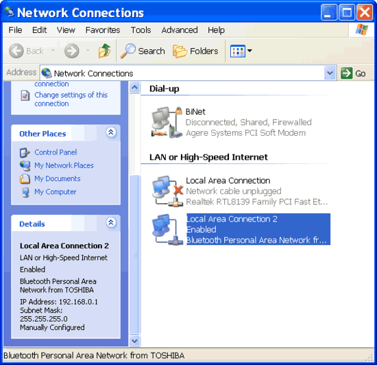 shared dial-up Internet connection on the ICS host