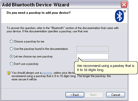 Pairing Bluetooth devices on Windows XP SP2