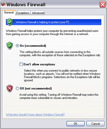 Windows Firewall in Windows XP (SP2)