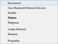 Network Connections : Bluetooth Network Connection : right click to disconnect from a PAN